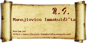 Manojlovics Immakuláta névjegykártya